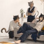 古びたアパートで煙草を片手にだらける猫耳の女性と、騒がしい日常の奥に少しだけ暗い過去を感じさせる住人たち