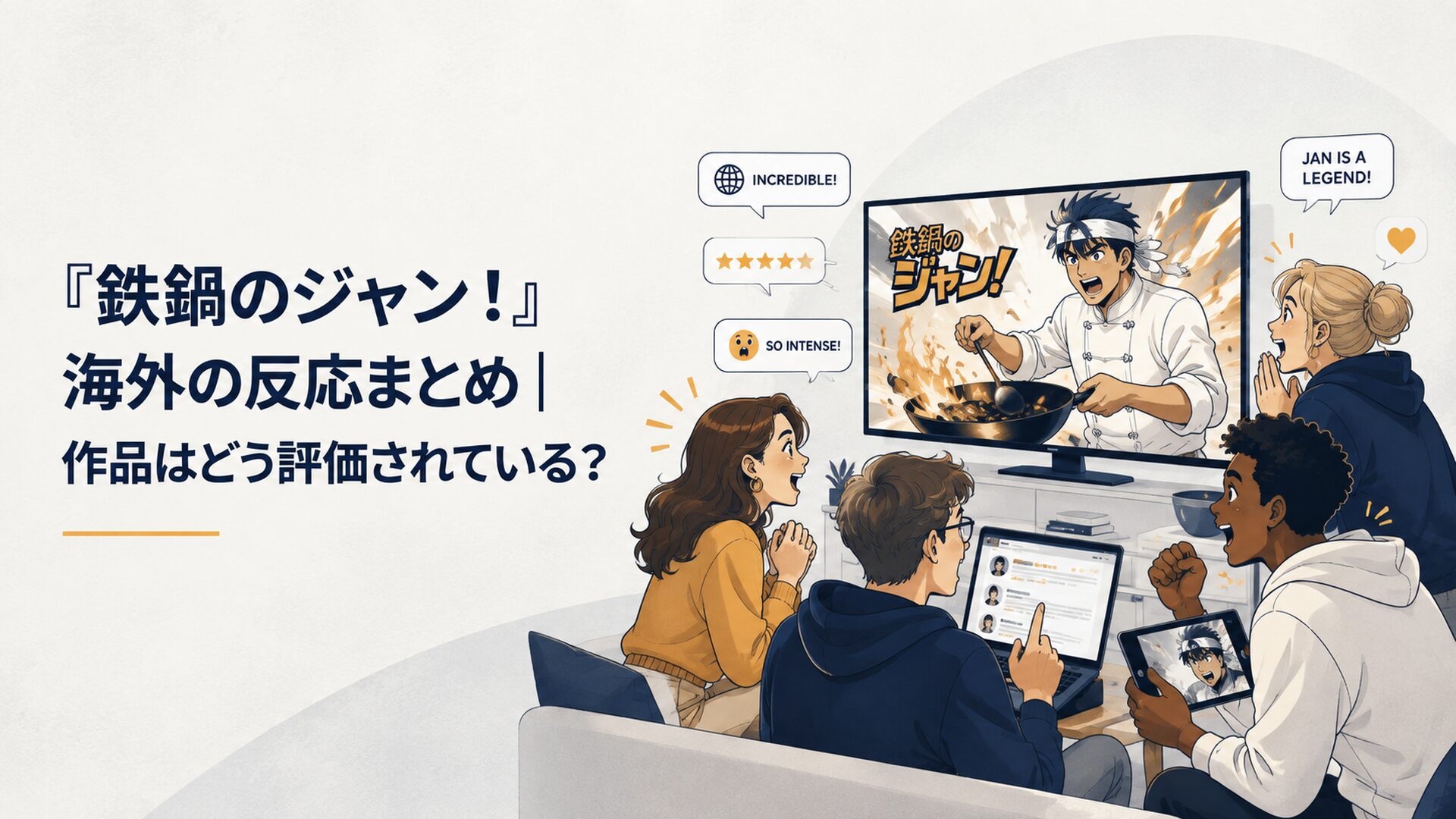 TVアニメ『鉄鍋のジャン！』を見た海外アニメファンが秋山ジャンの強烈な主人公像と中華料理バトルに驚いて盛り上がる様子